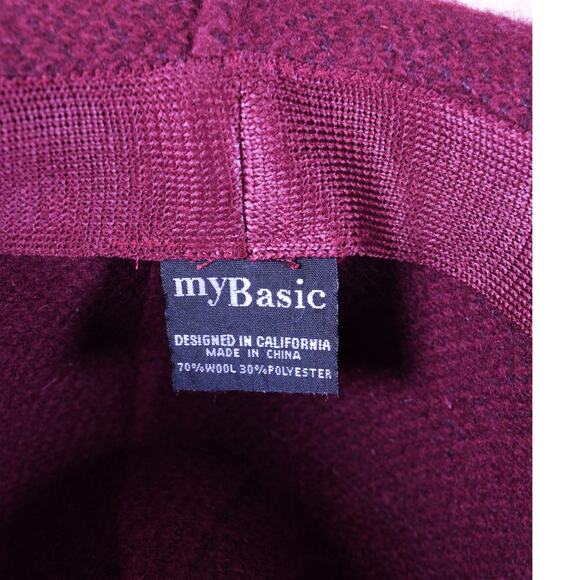 Burgundy Bucket Hat Fedora Wool/Polyester 3" Brim My Basic Beaded BK Cord Band - Picture 7 of 11